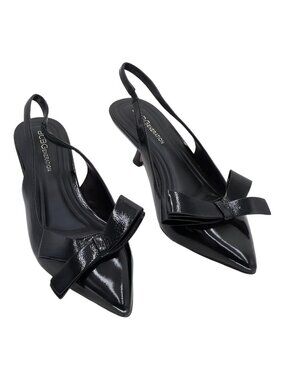 BCBGeneration Kasti Slingback Kitten Heel Bow Pumps Black 7.5